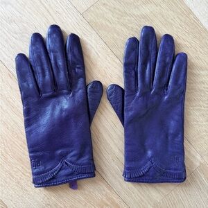 Ralph Lauren Purple Leather Women’s Gloves, Size Medium